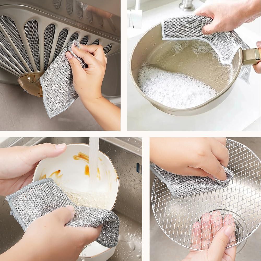 5 PCS Multipurpose Wire Dishwashing Rags for Wet and Dry V1263-JX-7405