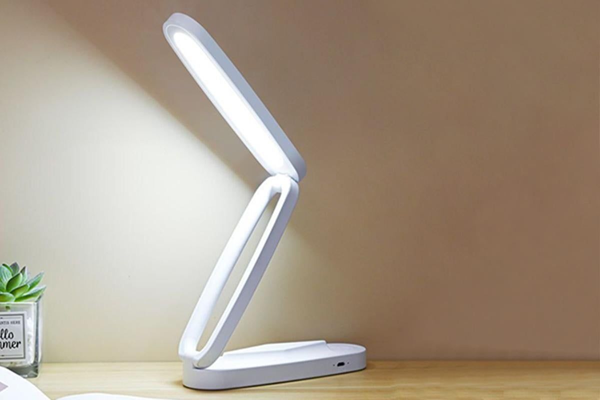 LED Desk Lamp Eye-Caring Foldable Desk Light Touch Control Reading Lamp-White V1263-JX-7407