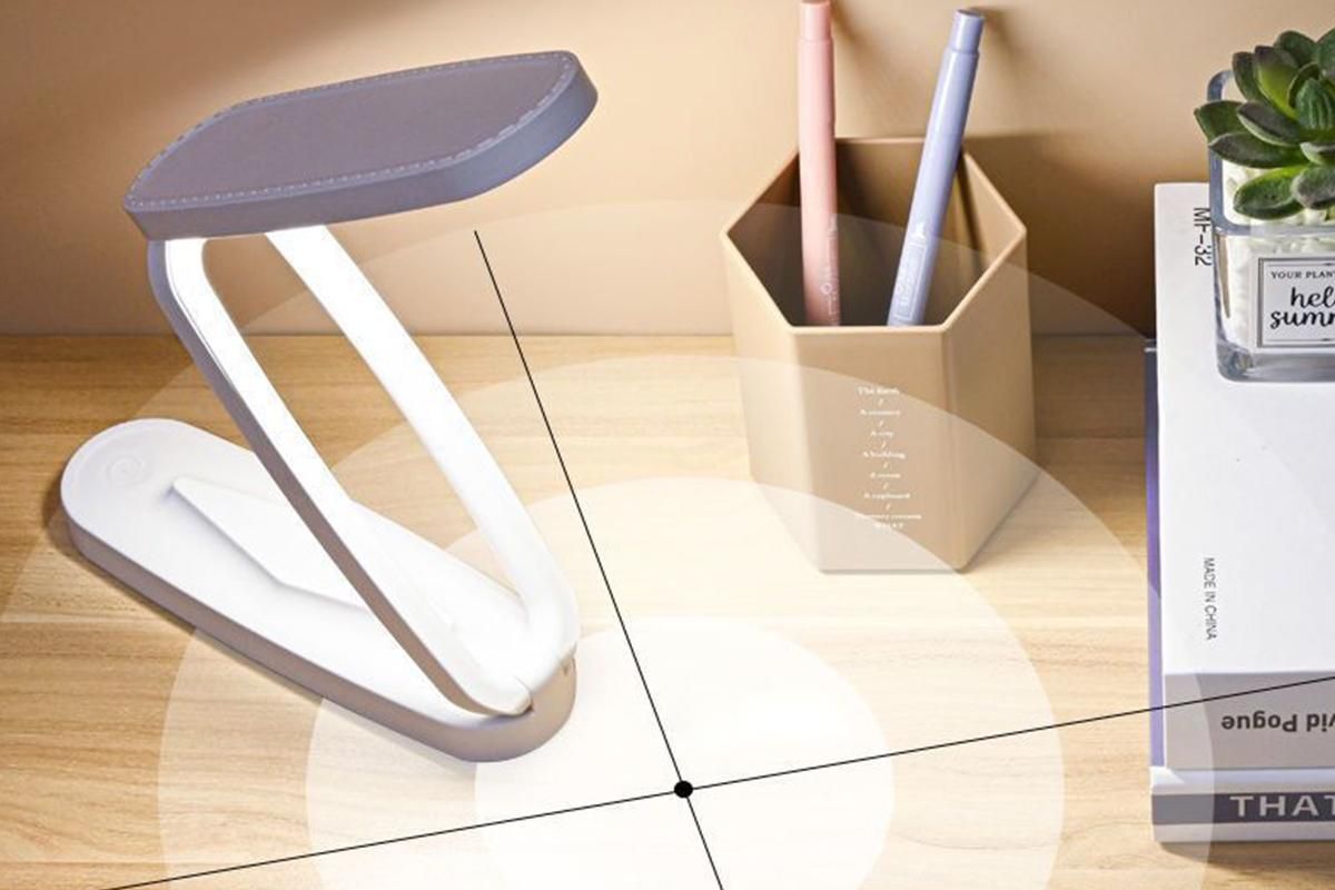 LED Desk Lamp Eye-Caring Foldable Desk Light Touch Control Reading Lamp-White V1263-JX-7407
