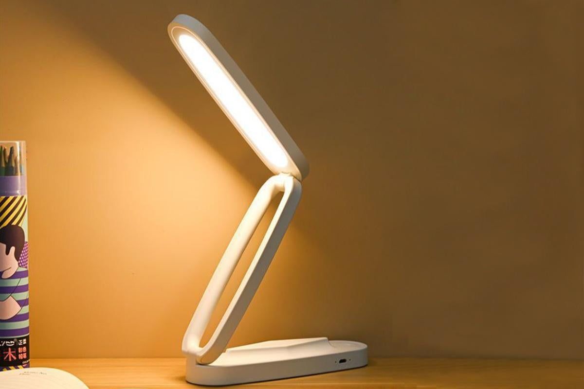 LED Desk Lamp Eye-Caring Foldable Desk Light Touch Control Reading Lamp-White V1263-JX-7407