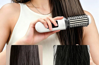 2 in 1 Cordless Hair Straightener Brush Curling Iron with LCD Display-White V1263-JX-7413-1
