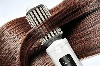 2 in 1 Cordless Hair Straightener Brush Curling Iron with LCD Display-White V1263-JX-7413-1
