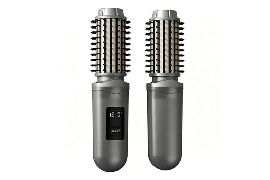2 in 1 Cordless Hair Straightener Brush Curling Iron with LCD Display-Grey V1263-JX-7413-2