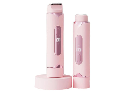 2-in-1 Electric Shaver and Bikini Trimmer with Display Facial Hair Remover-Pink V1263-JX-7414