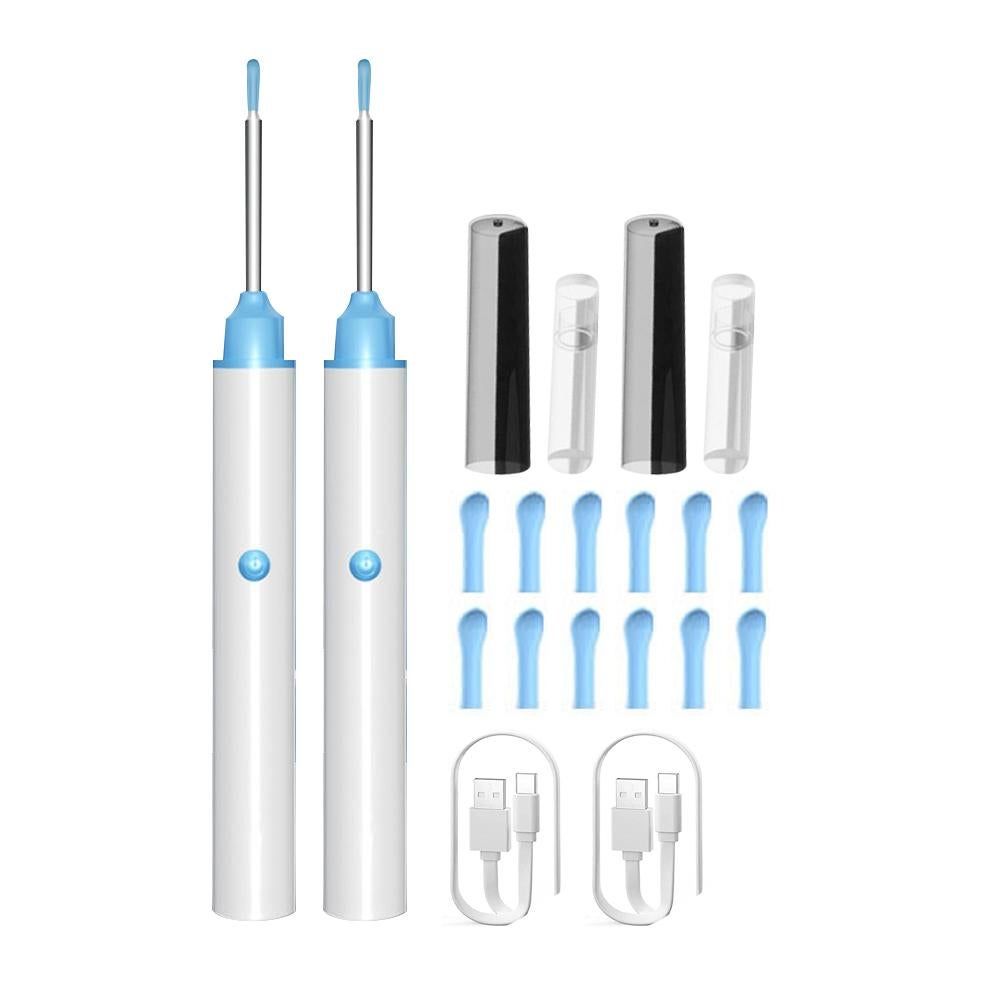 2pcs Ear Wax Removal Visual Ear Cleaner Tool Kit Ear Cleaning Scope Set-White V1263-JX-7420
