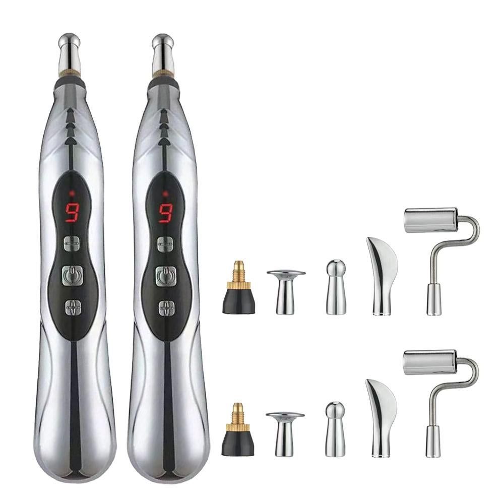 2pcs Electronic Acupuncture Pen Relief Pain Electric Massager Tools for Body Head Neck V1263-JX-7421