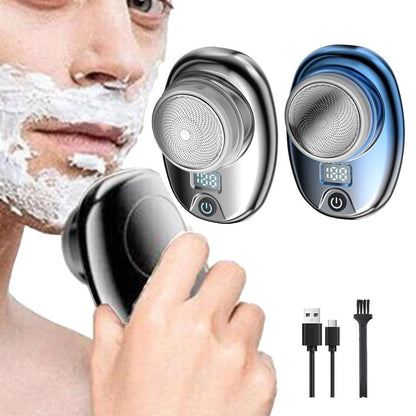 2pcs Mini Shaver Portable Electric Shaver Upgrade Rechargeable Pocket Razor for Men -Blue and Silver V1263-JX-7422