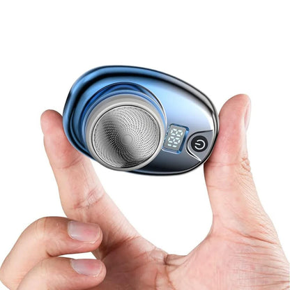 2pcs Mini Shaver Portable Electric Shaver Upgrade Rechargeable Pocket Razor for Men -Blue and Silver V1263-JX-7422