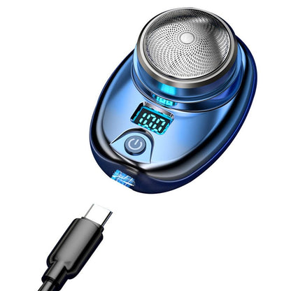 2pcs Mini Shaver Portable Electric Shaver Upgrade Rechargeable Pocket Razor for Men -Blue and Silver V1263-JX-7422
