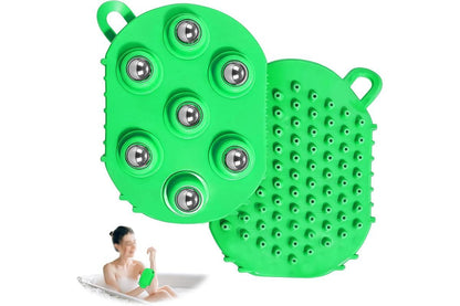 2Pcs Roller Ball Massager Glove Lymphatic Massage Muscle Release for Back-Green V1263-JX-7426-1