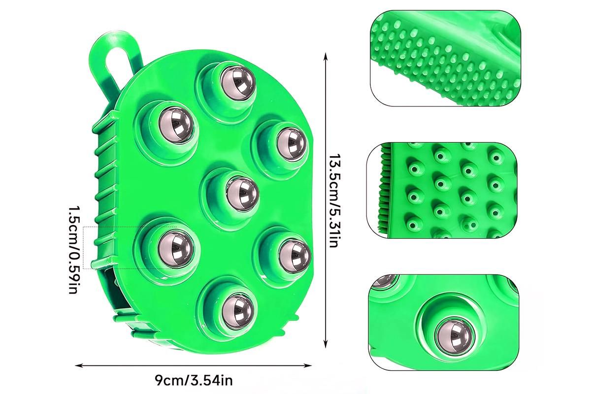 2Pcs Roller Ball Massager Glove Lymphatic Massage Muscle Release for Back-Green V1263-JX-7426-1