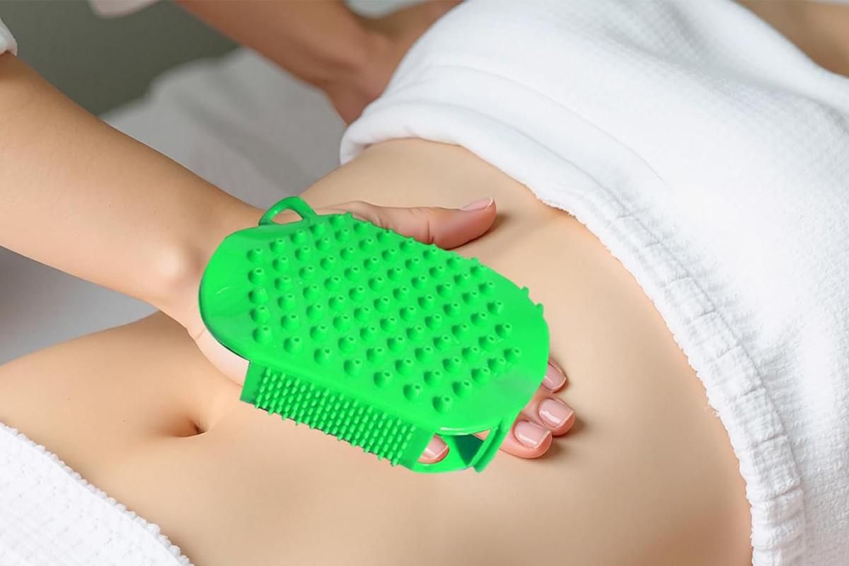 2Pcs Roller Ball Massager Glove Lymphatic Massage Muscle Release for Back-Green V1263-JX-7426-1