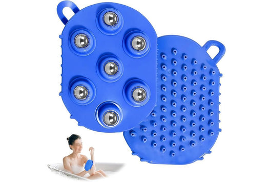 2Pcs Roller Ball Massager Glove Lymphatic Massage Muscle Release for Back-Blue V1263-JX-7426-2