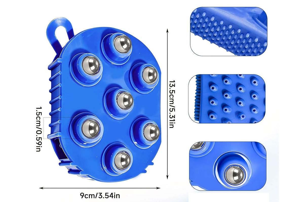 2Pcs Roller Ball Massager Glove Lymphatic Massage Muscle Release for Back-Blue V1263-JX-7426-2