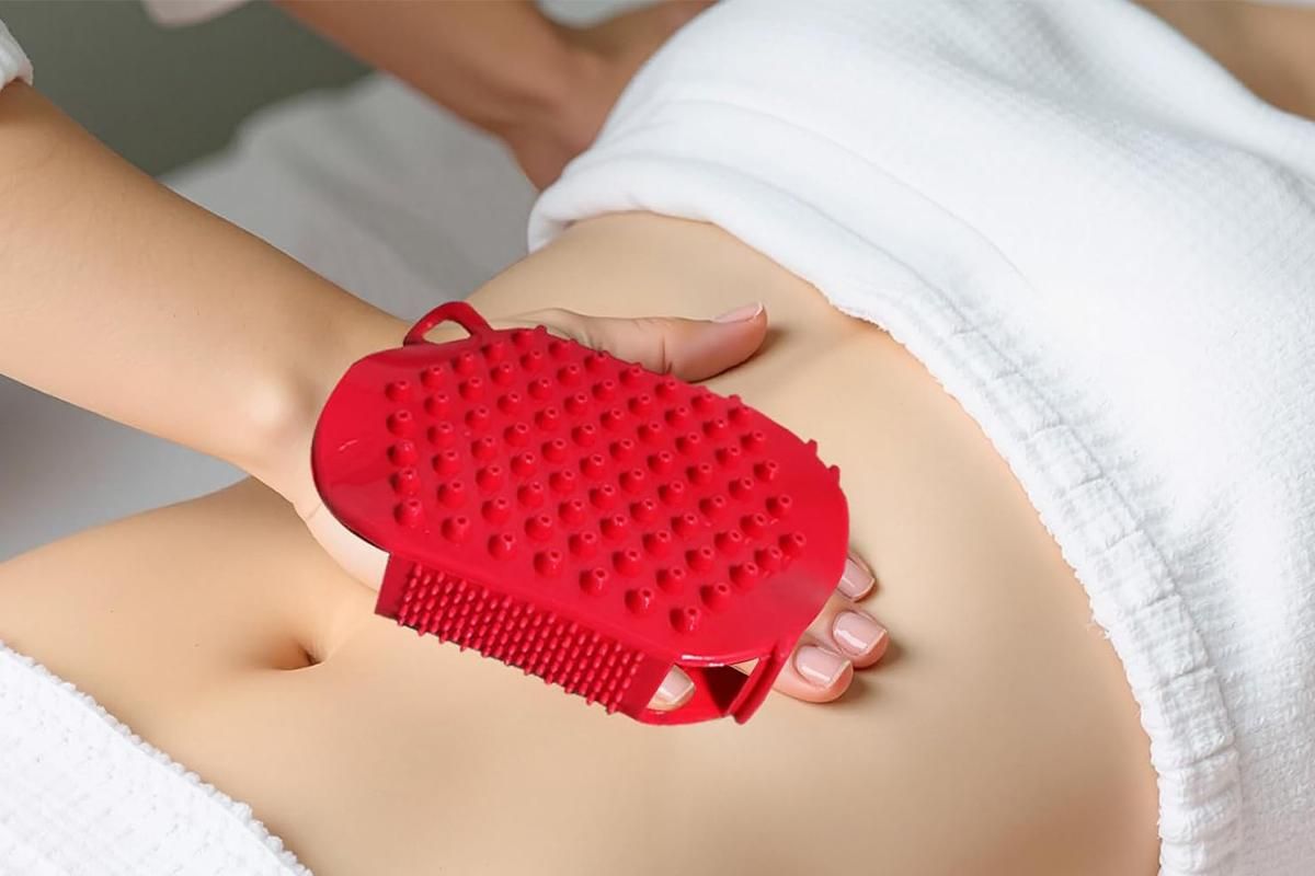2Pcs Roller Ball Massager Glove Lymphatic Massage Muscle Release for Back-Red V1263-JX-7426-3
