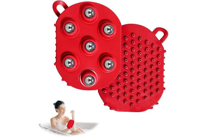 2Pcs Roller Ball Massager Glove Lymphatic Massage Muscle Release for Back-Red V1263-JX-7426-3