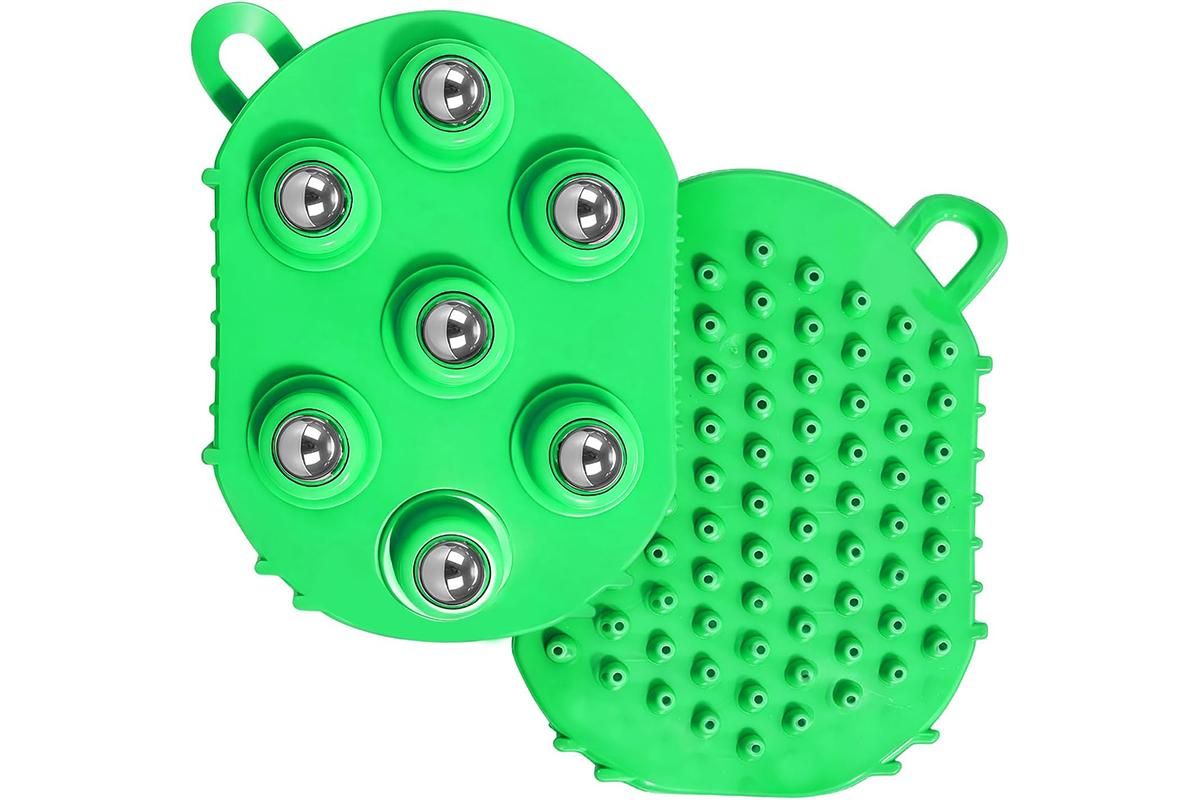 2Pcs Roller Ball Massager Glove Lymphatic Massage Muscle Release for Back-Red V1263-JX-7426-3