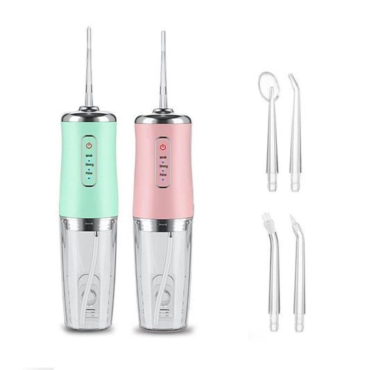 2pcs Water Dental Flosser Electric Water Cordless Cordless Teeth Cleaner for Home Travel -Green and Pink V1263-JX-7428-1