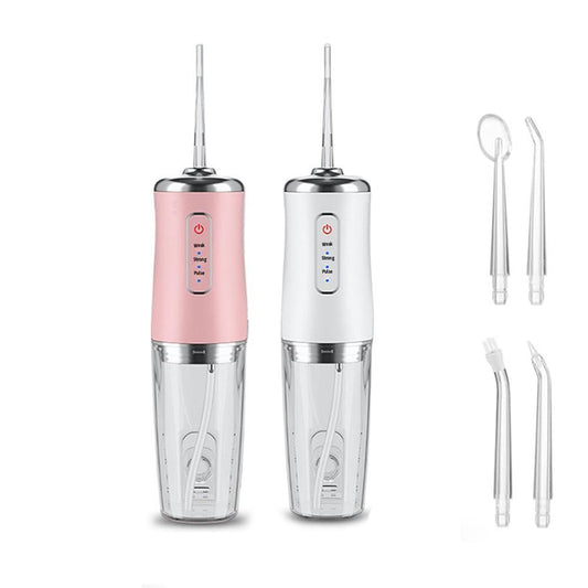 2pcs Water Dental Flosser Electric Water Cordless Cordless Teeth Cleaner for Home Travel -White and Pink V1263-JX-7428-2