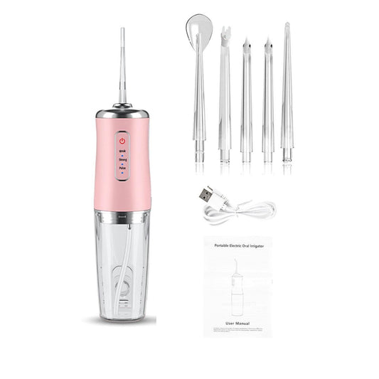 2pcs Water Dental Flosser Electric Water Cordless Cordless Teeth Cleaner for Home Travel -White and Pink V1263-JX-7428-2