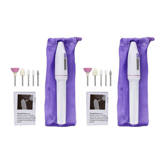 2 Sets Cordless Professional Manicure Pedicure Kit 5 in 1 Electric Nail Drill Machine V1263-JX-7429