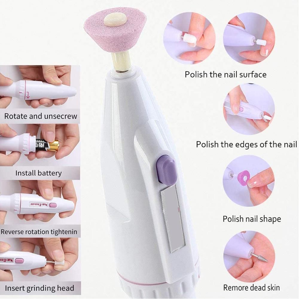 2 Sets Cordless Professional Manicure Pedicure Kit 5 in 1 Electric Nail Drill Machine V1263-JX-7429