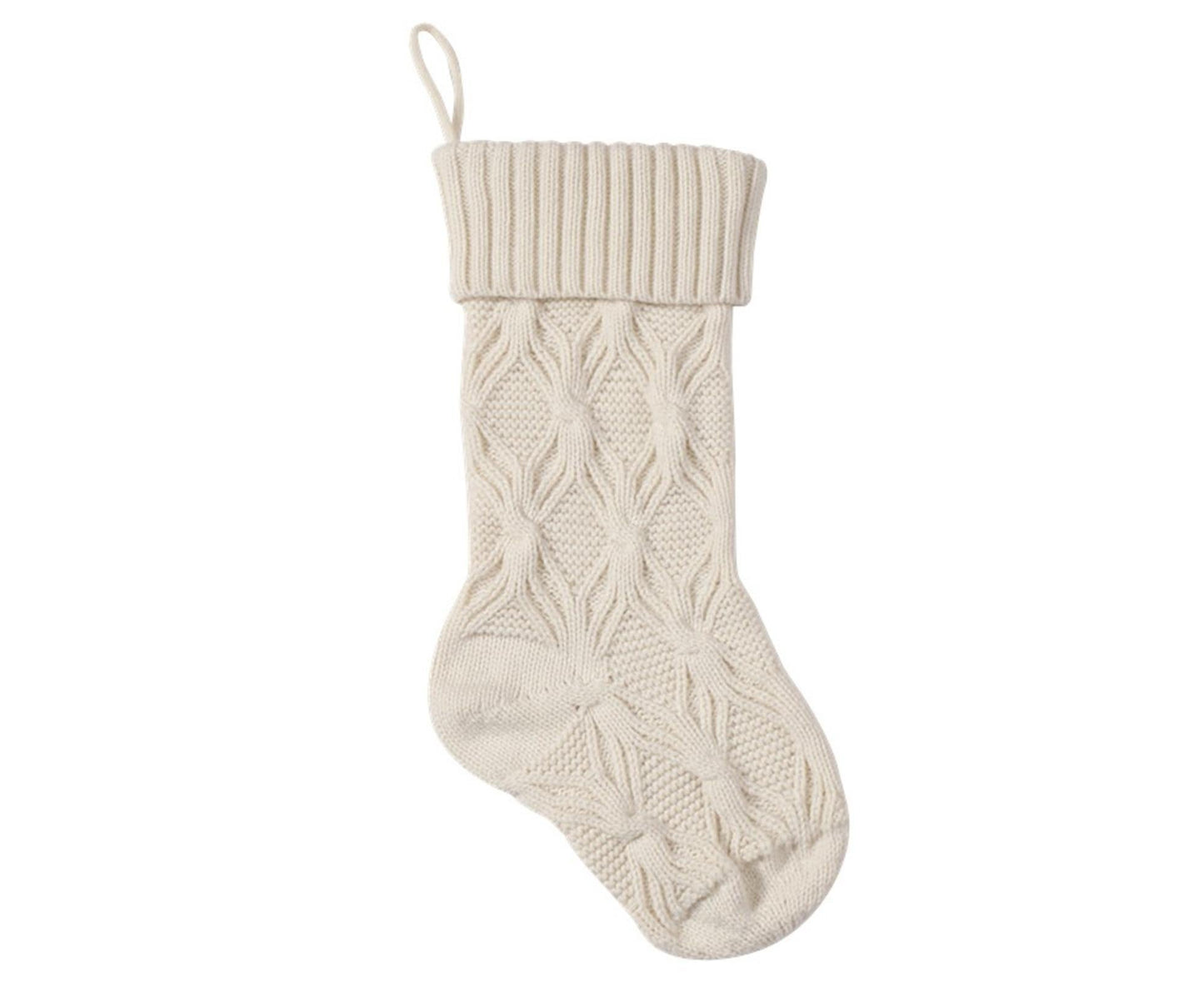 1Pc Xmas Stockings Knitted Hanging Socks-Ivory V1263-JX-743