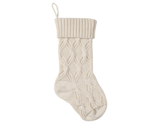 1Pc Xmas Stockings Knitted Hanging Socks-Ivory V1263-JX-743
