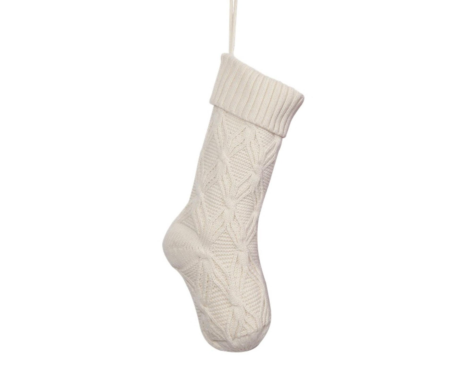1Pc Xmas Stockings Knitted Hanging Socks-Ivory V1263-JX-743