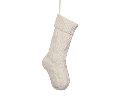1Pc Xmas Stockings Knitted Hanging Socks-Ivory V1263-JX-743