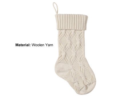 1Pc Xmas Stockings Knitted Hanging Socks-Ivory V1263-JX-743