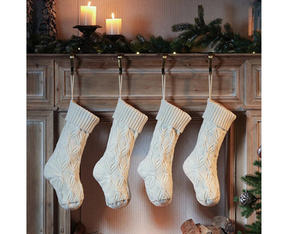 1Pc Xmas Stockings Knitted Hanging Socks-Ivory V1263-JX-743