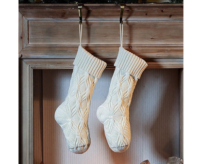 1Pc Xmas Stockings Knitted Hanging Socks-Ivory V1263-JX-743