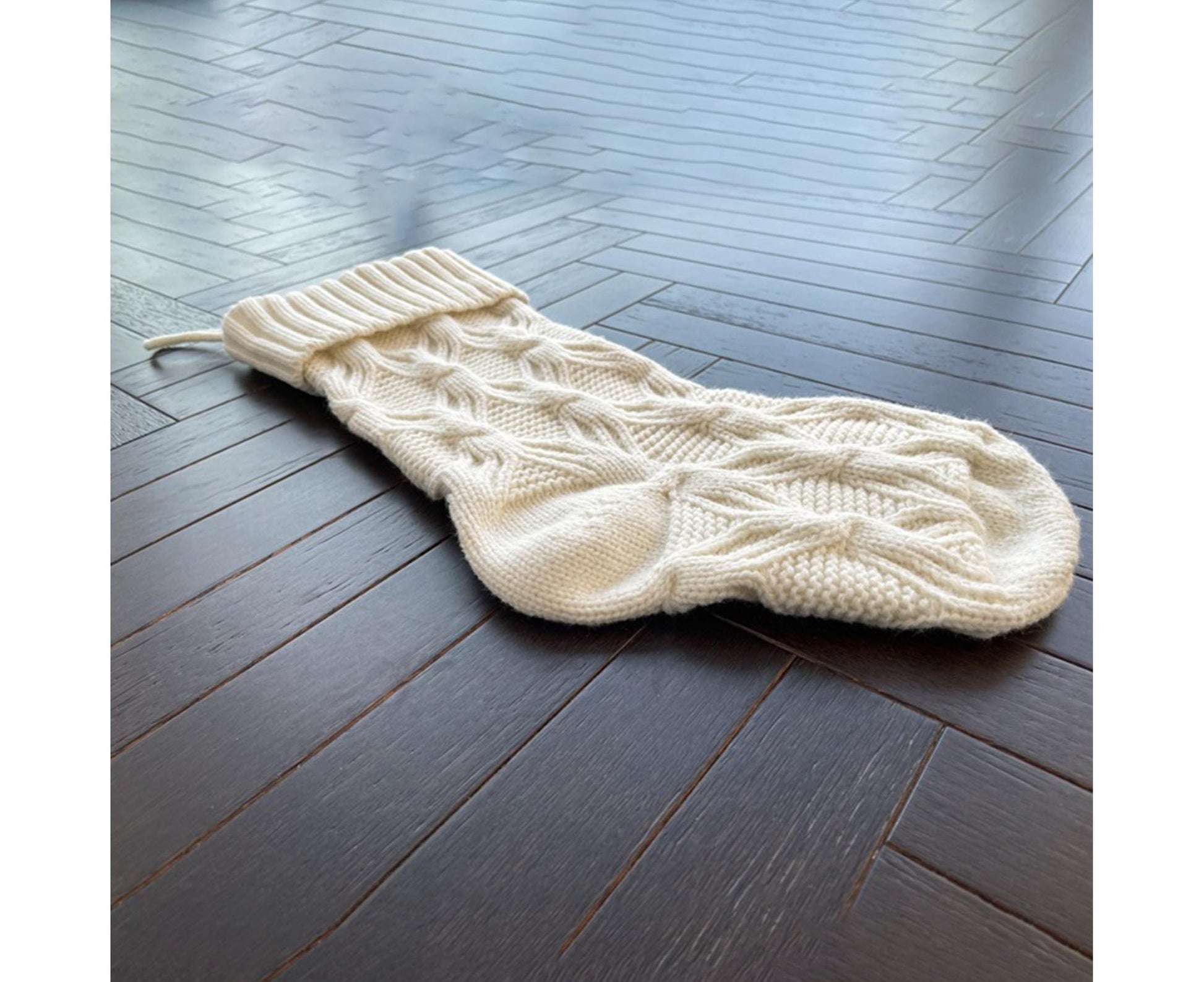 1Pc Xmas Stockings Knitted Hanging Socks-Ivory V1263-JX-743