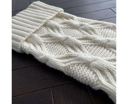 1Pc Xmas Stockings Knitted Hanging Socks-Ivory V1263-JX-743