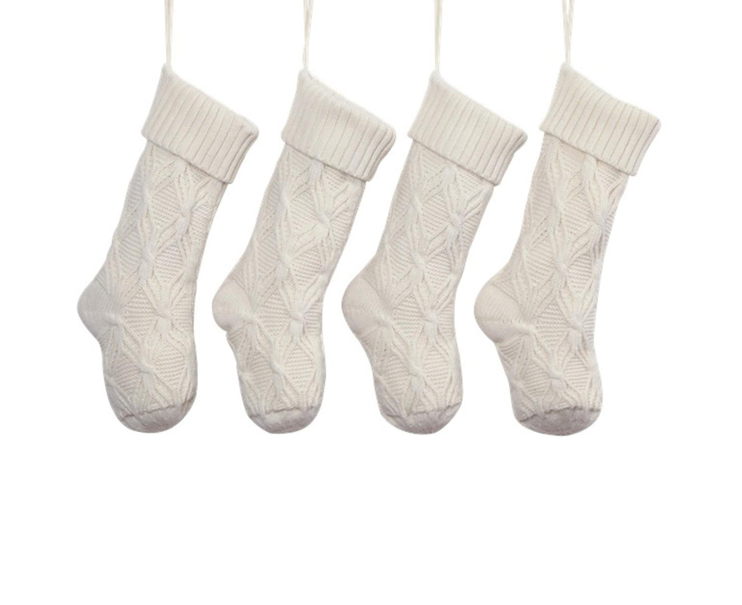1Pc Xmas Stockings Knitted Hanging Socks-Ivory V1263-JX-743