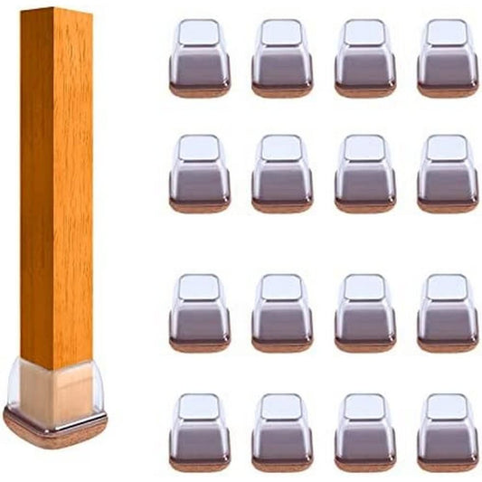16pcs Silicone Chair Leg Floor Protectors Furniture Leg Feet Cup for Hardwood Floors with Wrapped Felt V1263-JX-7436-3
