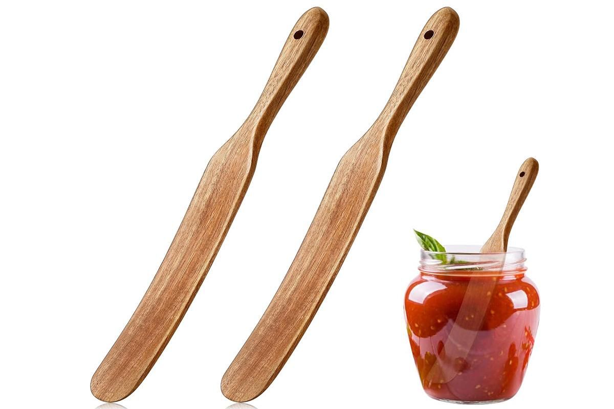 2 Pack Wooden Spatulas for Baking Mixing Sourdough and Cooking V1263-JX-7437