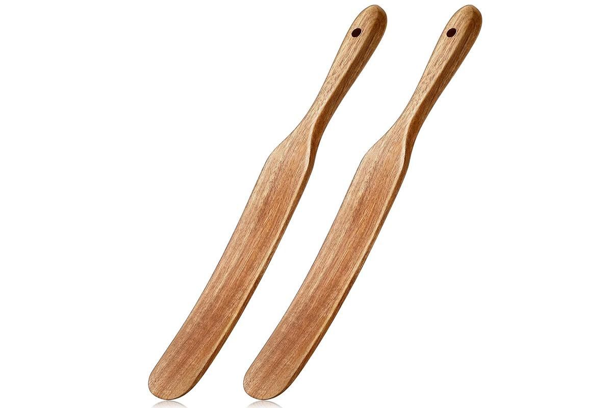 2 Pack Wooden Spatulas for Baking Mixing Sourdough and Cooking V1263-JX-7437