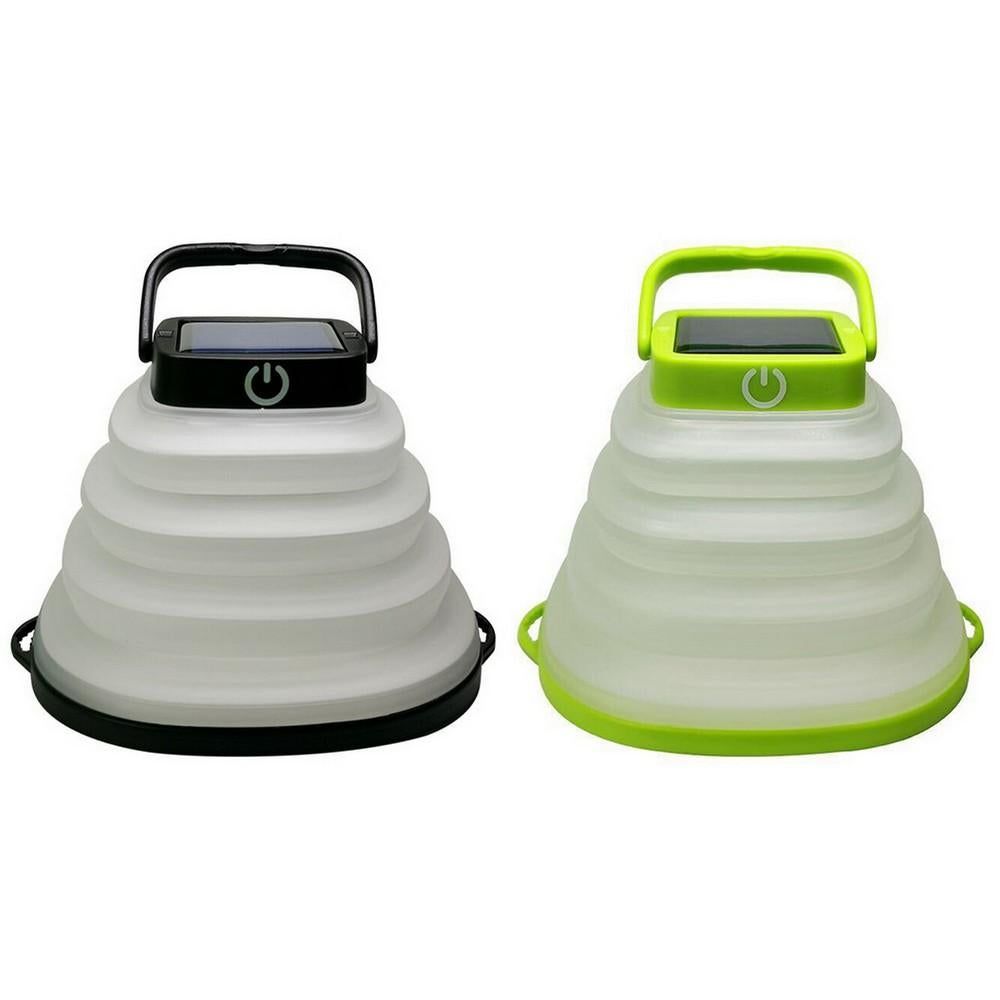 2Pcs Collapsiable Solar Lamp -Black and Green V1263-JX-7438