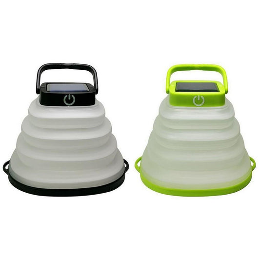 2Pcs Collapsiable Solar Lamp -Black and Green V1263-JX-7438