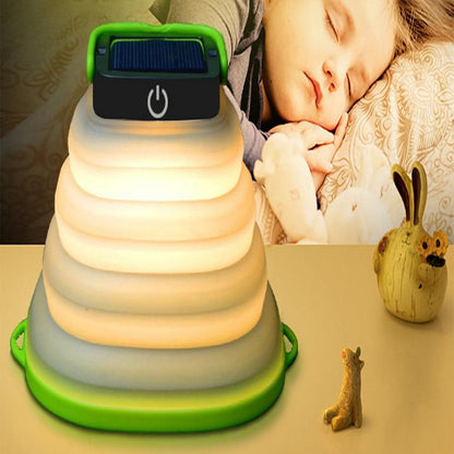 2Pcs Collapsiable Solar Lamp -Black and Green V1263-JX-7438