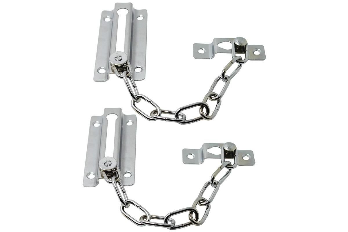 2Pcs Door Security Chain Lock Door Chain Lock with 12 Screws for Wood Door-Silver V1263-JX-7439-1
