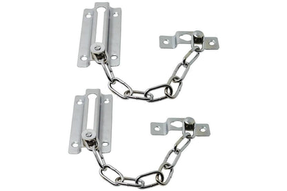 2Pcs Door Security Chain Lock Door Chain Lock with 12 Screws for Wood Door-Silver V1263-JX-7439-1