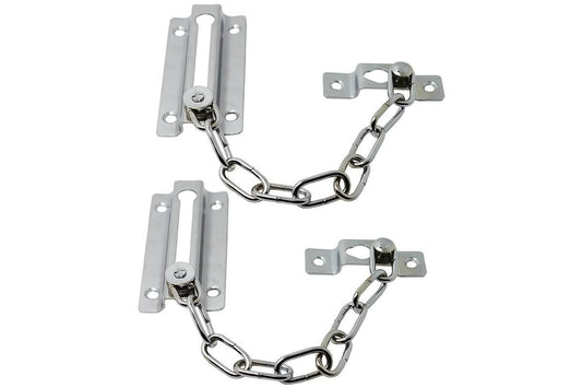 2Pcs Door Security Chain Lock Door Chain Lock with 12 Screws for Wood Door-Silver V1263-JX-7439-1
