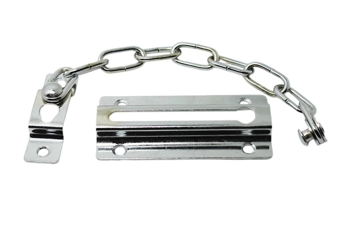2Pcs Door Security Chain Lock Door Chain Lock with 12 Screws for Wood Door-Silver V1263-JX-7439-1