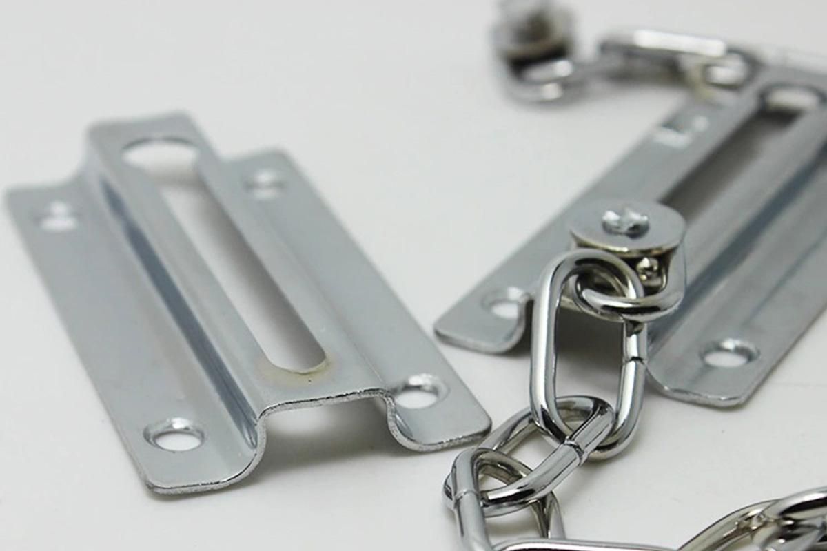 2Pcs Door Security Chain Lock Door Chain Lock with 12 Screws for Wood Door-Silver V1263-JX-7439-1