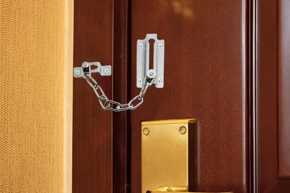 2Pcs Door Security Chain Lock Door Chain Lock with 12 Screws for Wood Door-Silver V1263-JX-7439-1