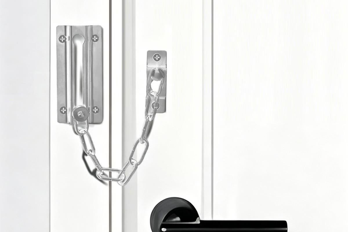 2Pcs Door Security Chain Lock Door Chain Lock with 12 Screws for Wood Door-Silver V1263-JX-7439-1
