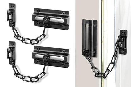 2Pcs Door Security Chain Lock Door Chain Lock with 12 Screws for Wood Door-Silver V1263-JX-7439-1